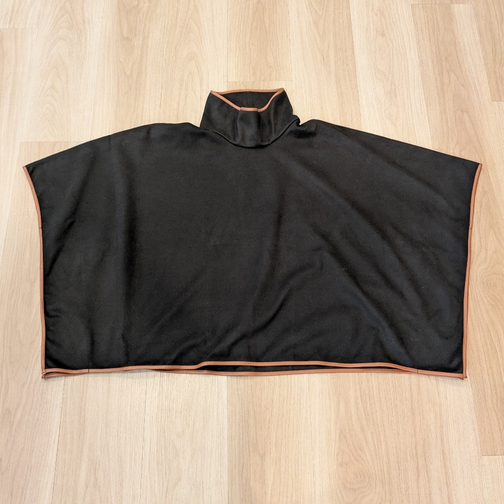 Tuckernuck OS Dark Brown Mockneck Poncho With Trim